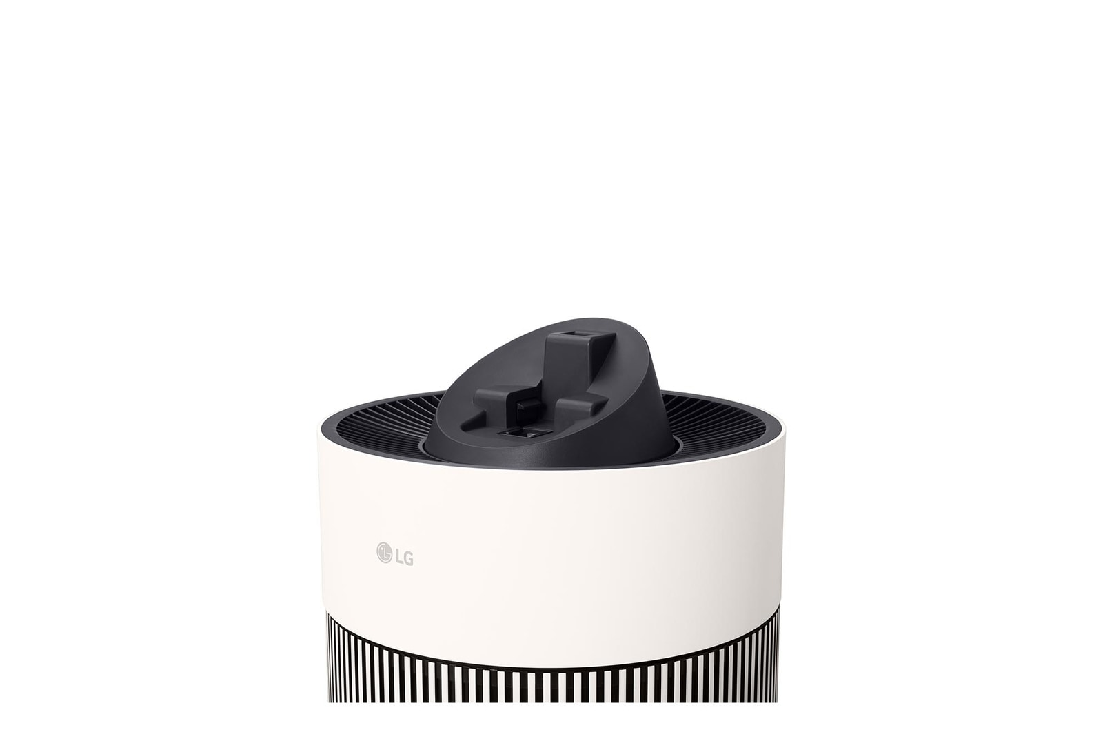 Image showing the LG air purifier with its head component detached for cleaning