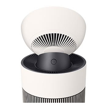 Rear view of LG air purifier's top showing the vent structure and head design