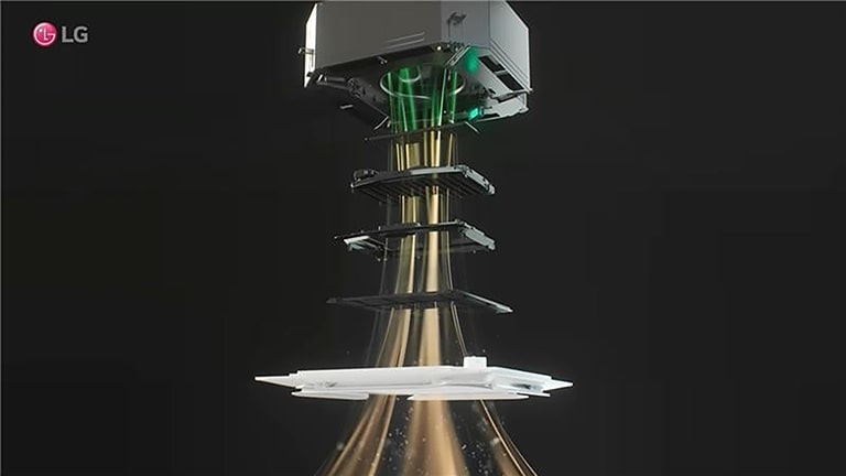 Video về các bộ lọc 5 bước xuất hiện khi Điều hòa âm trần 1 hướng được tháo rời.