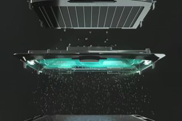 Các hạt rất nhỏ bám vào bộ lọc do tĩnh điện.