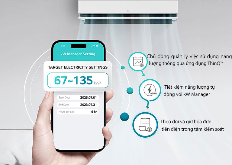 Điều hòa có thể tiêu thụ mức năng lượng trong phạm vi mục tiêu cài đặt sẵn
