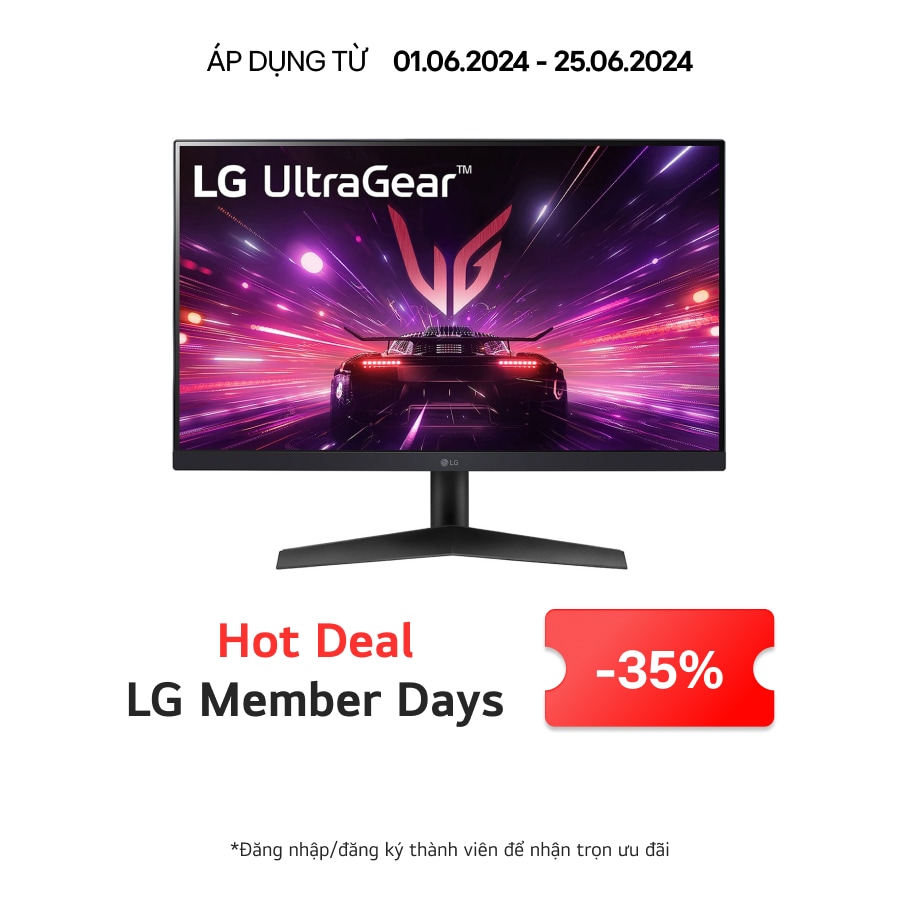 LG Màn hình chơi game Full HD IPS 24" UltraGear™ | 180Hz, IPS 1 ms (GtG), HDR10, 24GS60F-B