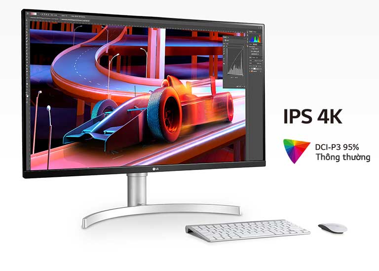 IPS 4K và DCI-P3 95% (Thông thường) thể hiện hình ảnh rõ ràng, chính xác và màu sắc phù hợp