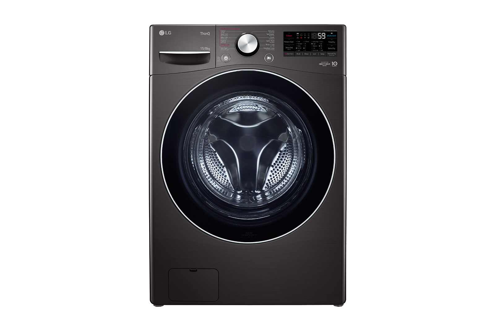 LG Máy giặt sấy lồng ngang LG AI DD™ Inverter 15kg màu đen F2515RTGB, F2515RTGB