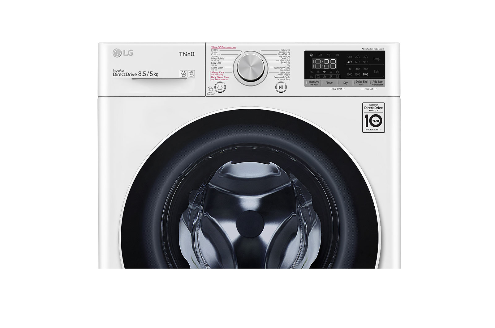 LG AI DD™ Máy giặt sấy lồng ngang  8.5kg (trắng) FV1408G4W, FV1408G4W