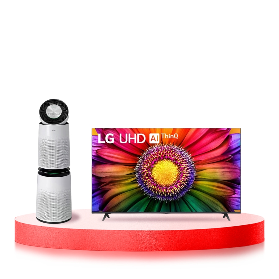 LG Combo Máy lọc khí PuriCare 360 2 tầng màu trắng & Tivi LG UHD 4K 65inch 2023 | 65UR8050, AS1065UR.ABAE