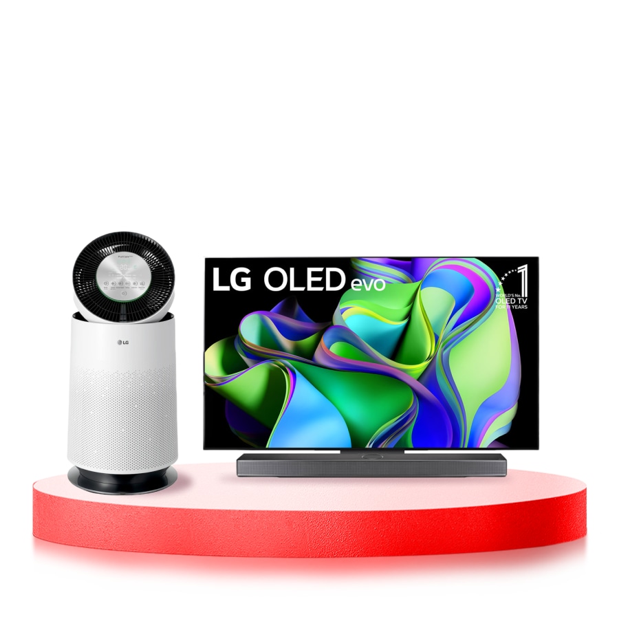 LG Combo Máy lọc khí PuriCare 360 1 tầng màu trắng & Tivi LG OLED evo C3 55 inch 2023 4K Smart TV | OLED55C3, AS65O55C3.ABAE