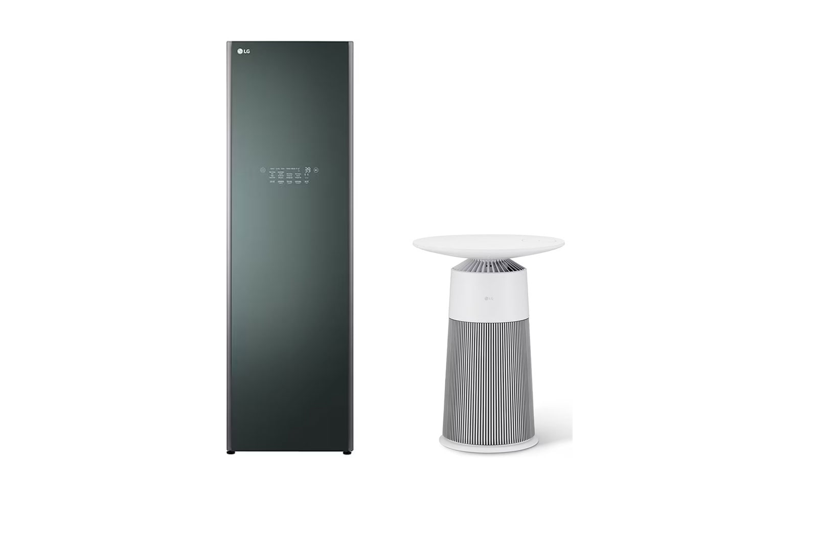 LG Combo Tủ chăm sóc quần áo thông minh LG Styler Màu xanh lá cây|S5GOC & Máy lọc khí PuriCare AeroFurniture màu trắng kem, S5GAS20W.ABAE