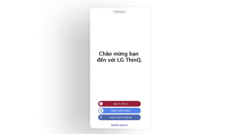 Hình ảnh hiển thị màn hình chào mừng của ứng dụng LG ThinQ