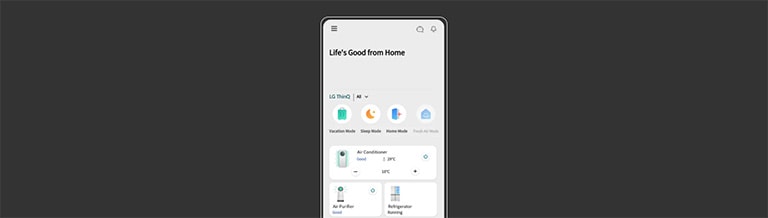 Hình ảnh hiển thị màn hình ứng dụng LG ThinQ