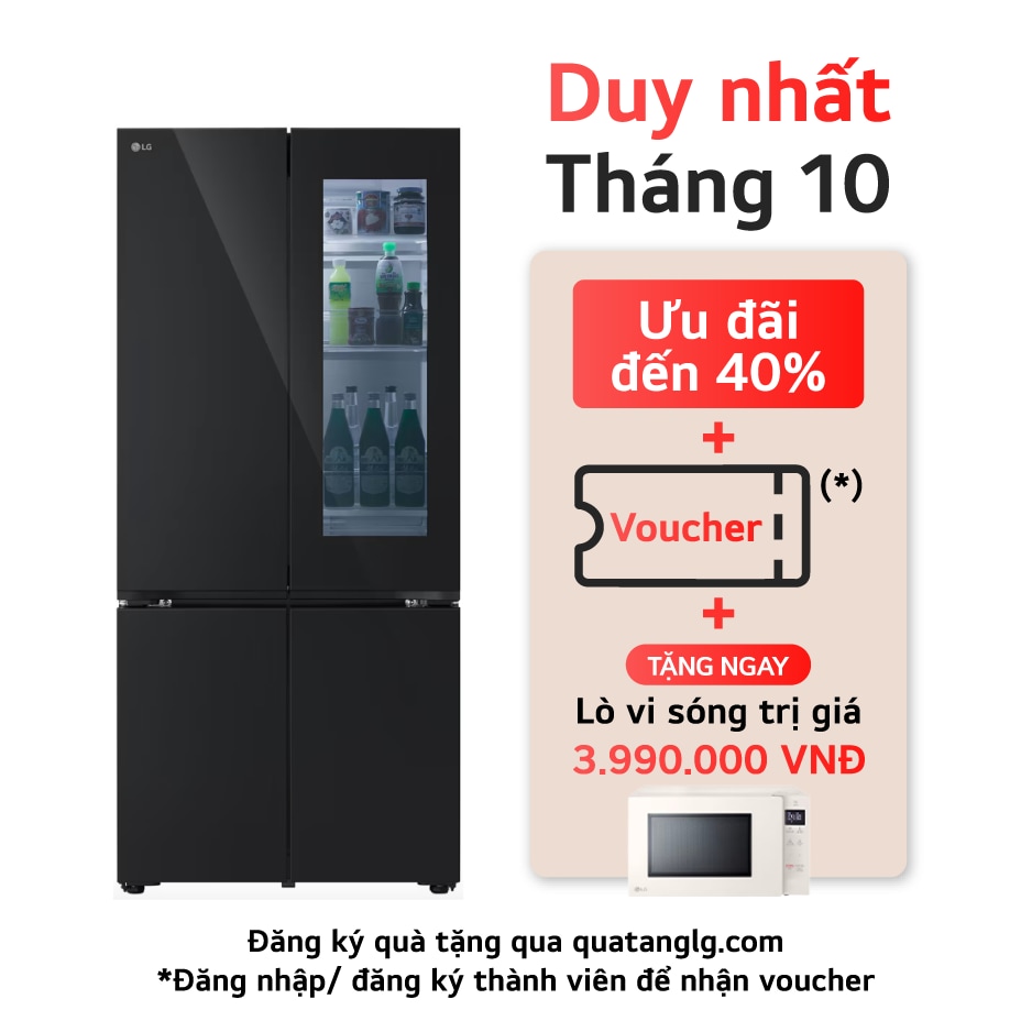 Tủ lạnh LG Instaview lấy nước ngoài UVnano 635L màu đen GR-G257BL