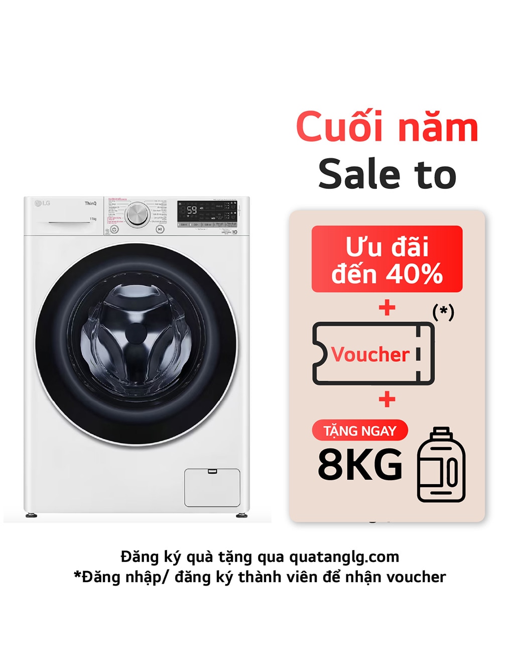 LG Máy giặt lồng ngang LG AI DD™ Inverter 11kg màu trắng FV1411S4WA, FV1411S4WA