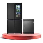 LG Combo Tủ lạnh LG French Door InstaView™ 530L màu đen LFB53BLMI & Máy rửa bát LG TrueSteam™ màu đen LDT14BLA4, F53BD14B.AEVPEVN