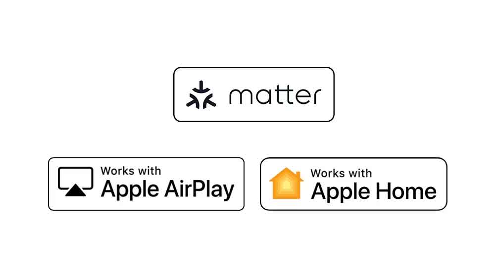 Logo của hey google  Logo của alexa tích hợp sẵn  Logo của các tác phẩm với Apple AirPlay  Logo của các tác phẩm với Apple Home