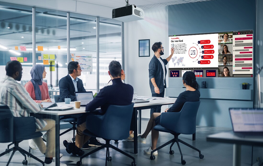 Hình ảnh sử dụng LG ProBeam trong doanh nghiệp.