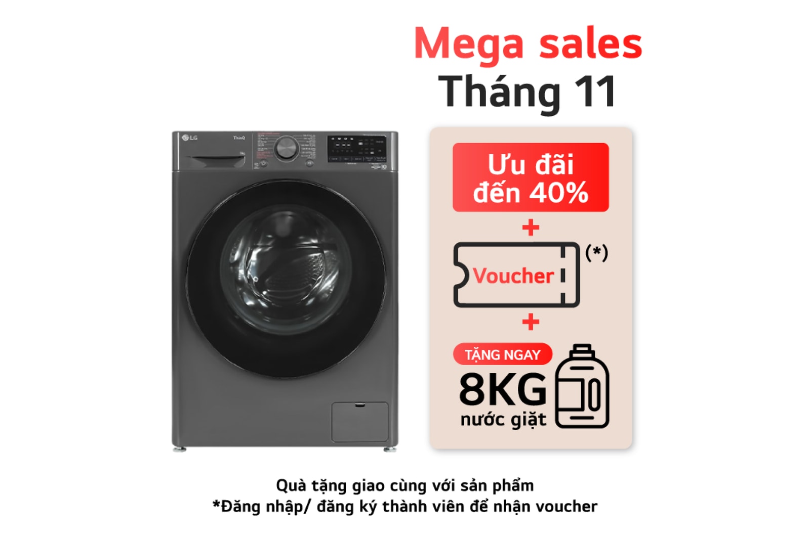 LG Máy giặt lồng ngang LG AIDD<sup>TM</sup> Inverter 9kg màu đen FV1409S4M, FV1409S4M