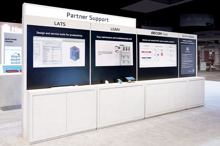 LG provided partners support system including LATS, LGMV and BECON Cloud service at AHR EXPO in Chicago.