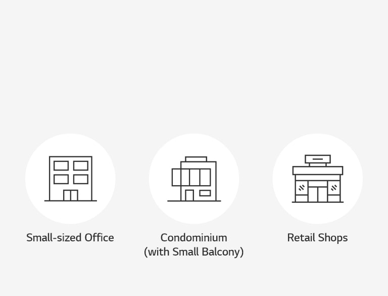 An image expressing the spaces where Multi V S can be installed as icons.