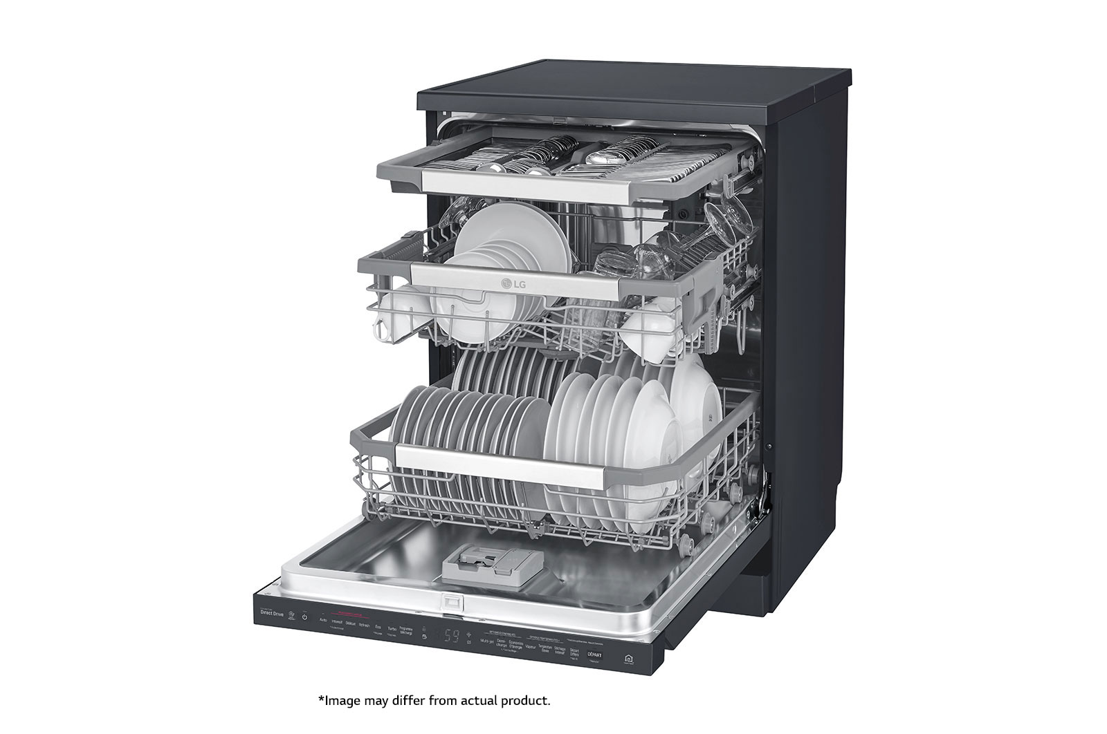 LG 14 Place QuadWash™ Dishwasher with TrueSteam™ in Matte Black Finish, DFB325HM