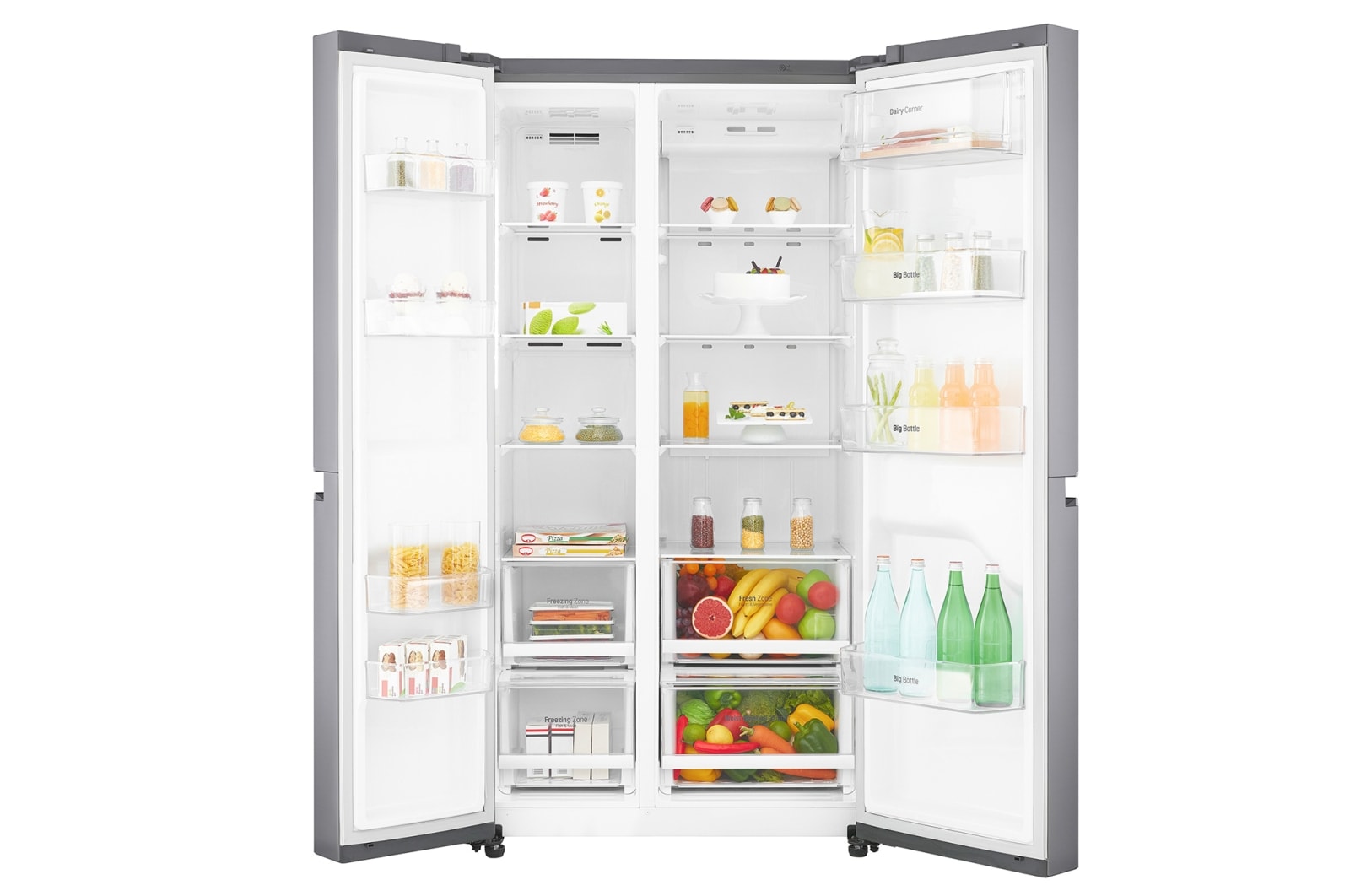 LG 687L Platinum Silver Side by Side Refrigerator, Inverter Linear Compressor, GC-B247SLUV