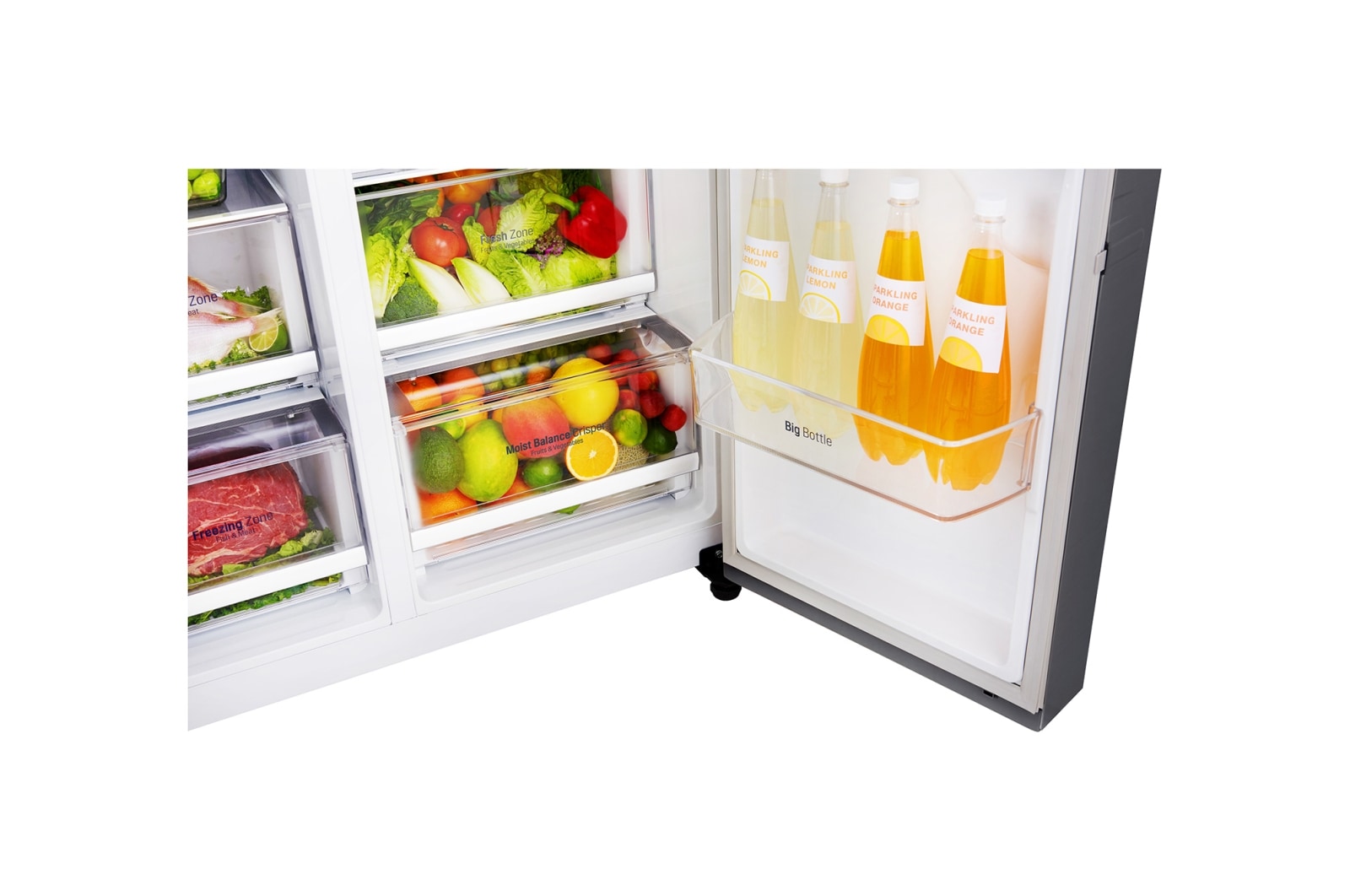 LG 687L Platinum Silver Side by Side Refrigerator, Inverter Linear Compressor, GC-B247SLUV