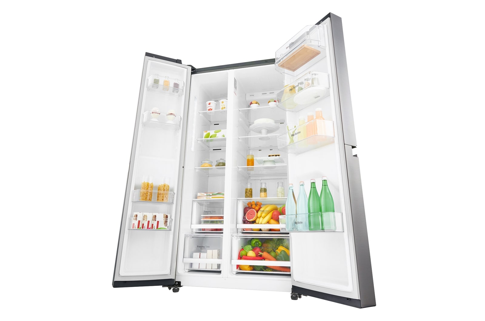 LG 687L Platinum Silver Side by Side Refrigerator, Inverter Linear Compressor, GC-B247SLUV