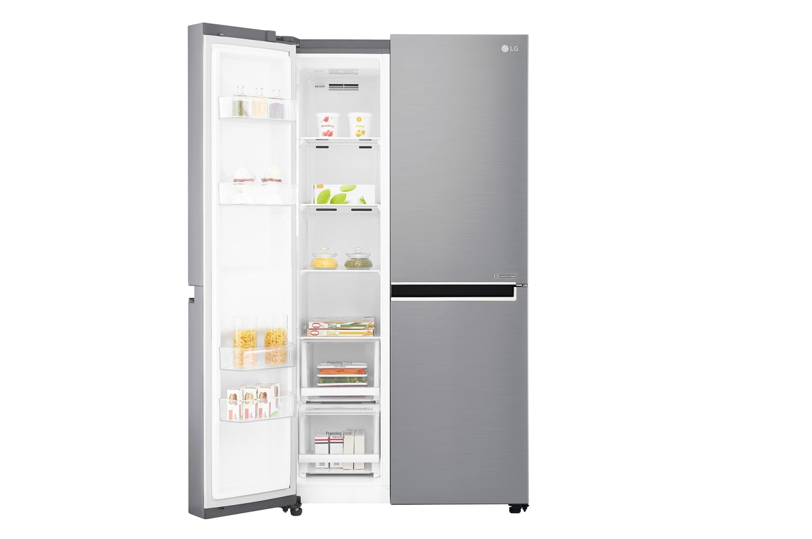 LG 687L Platinum Silver Side by Side Refrigerator, Inverter Linear Compressor, GC-B247SLUV