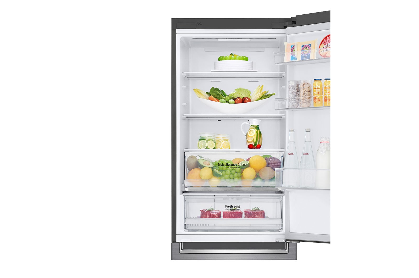 LG 341L Wide Bottom Freezer with DoorCooling⁺™ in Stainless Finish, GC-B459NLXM