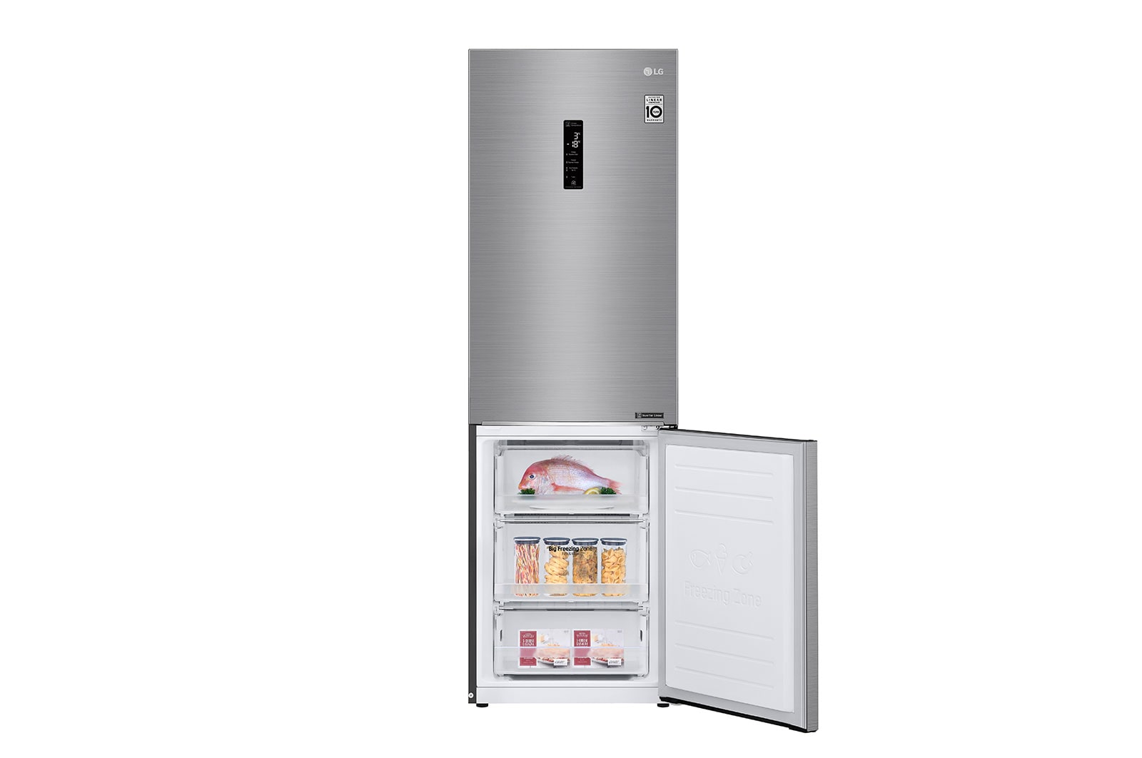 LG 341L Wide Bottom Freezer with DoorCooling⁺™ in Stainless Finish, GC-B459NLXM