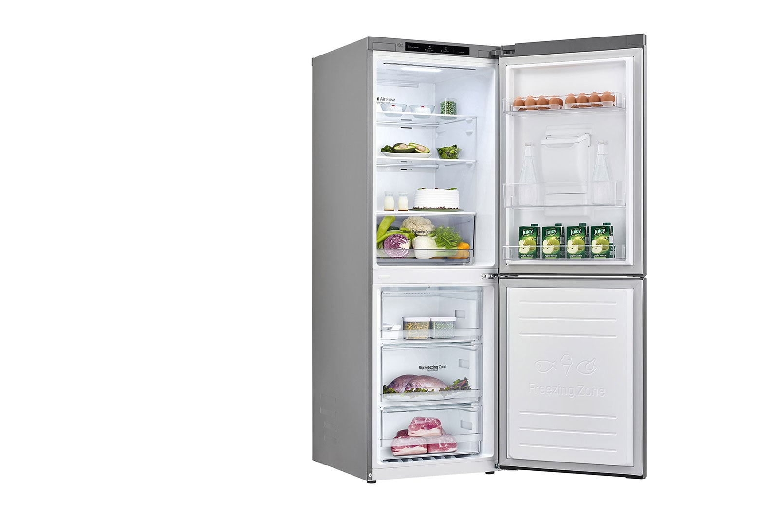 LG 301L Wide Bottom Freezer with DoorCooling⁺™  in Silver Finish, GC-F369NLJM