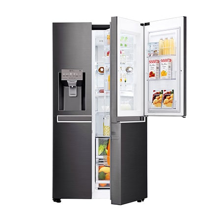 Fridge Freezers : 665L Black Stainless Steel Side by Side Fridge, Door-in-Door® GC-J247CKBZ