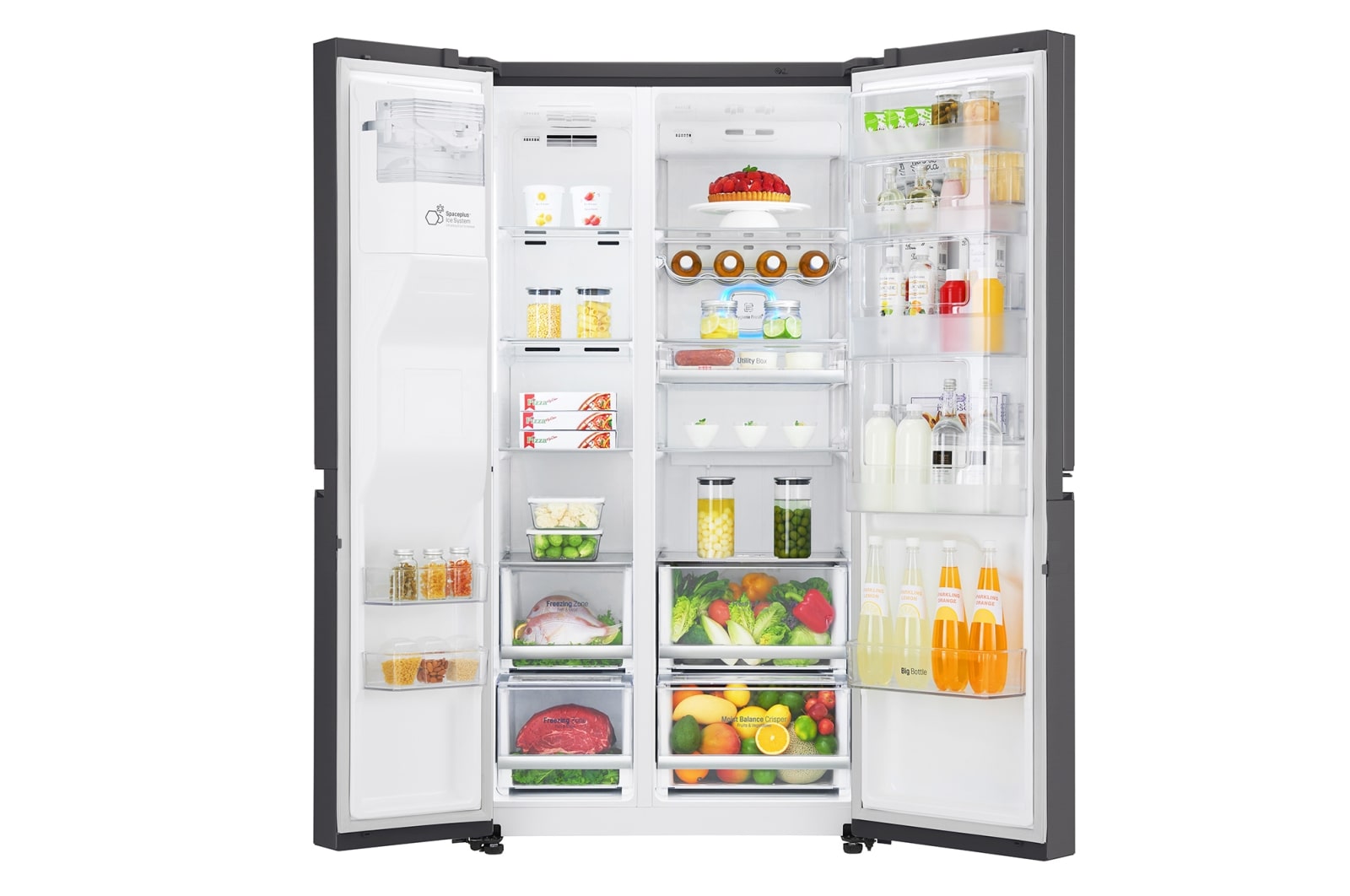 LG 665L Black Stainless Steel Side by Side Fridge, Door-in-Door™, GC-J247CKBZ