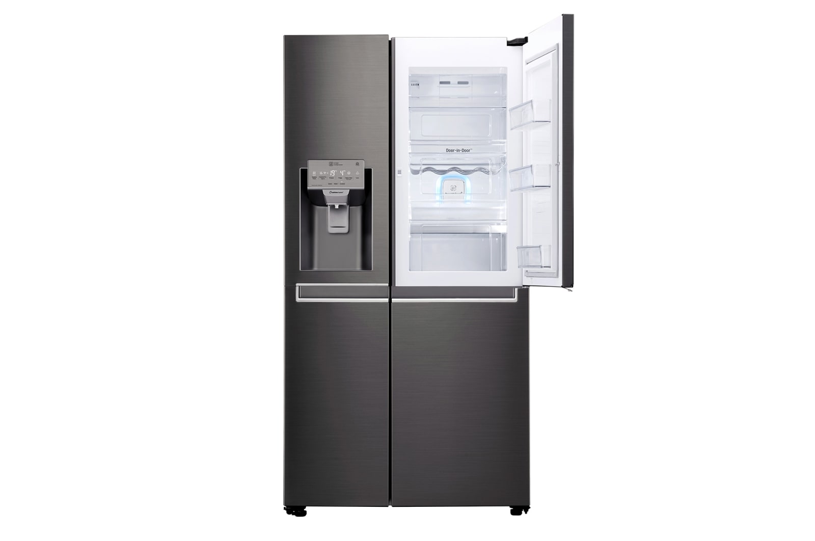 LG 665L Black Stainless Steel Side by Side Fridge, Door-in-Door™, GC-J247CKBZ