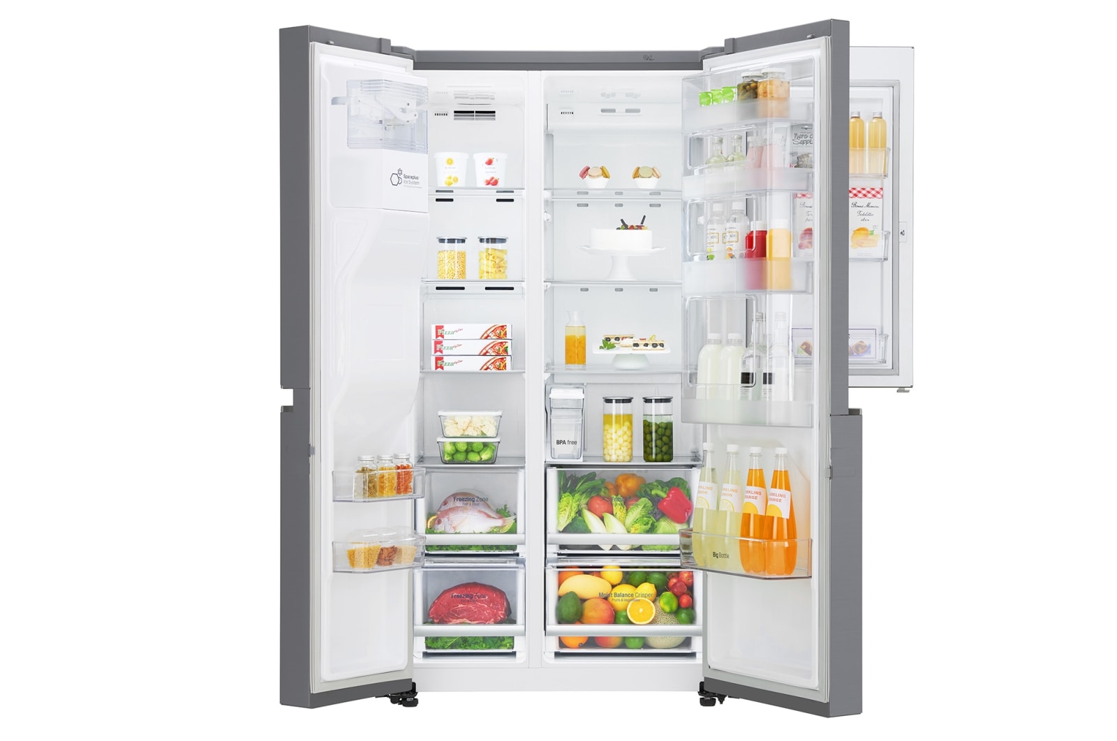 LG 668L Platinum Silver Side by Side Refrigerator, Door-in-Door™ (Non Plumbed), GC-J247SLLZ