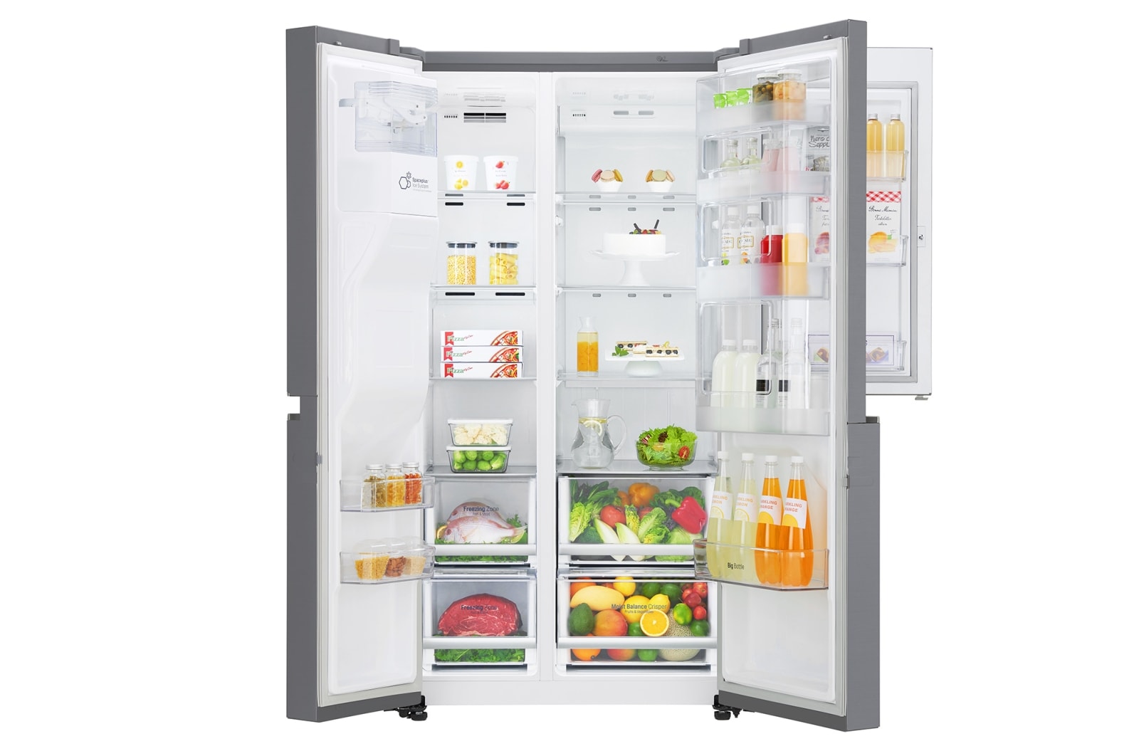 LG 601L Platinum Silver Side by Side Refrigerator, Door-In-Door™ (Plumbed), GC-J247SLUV