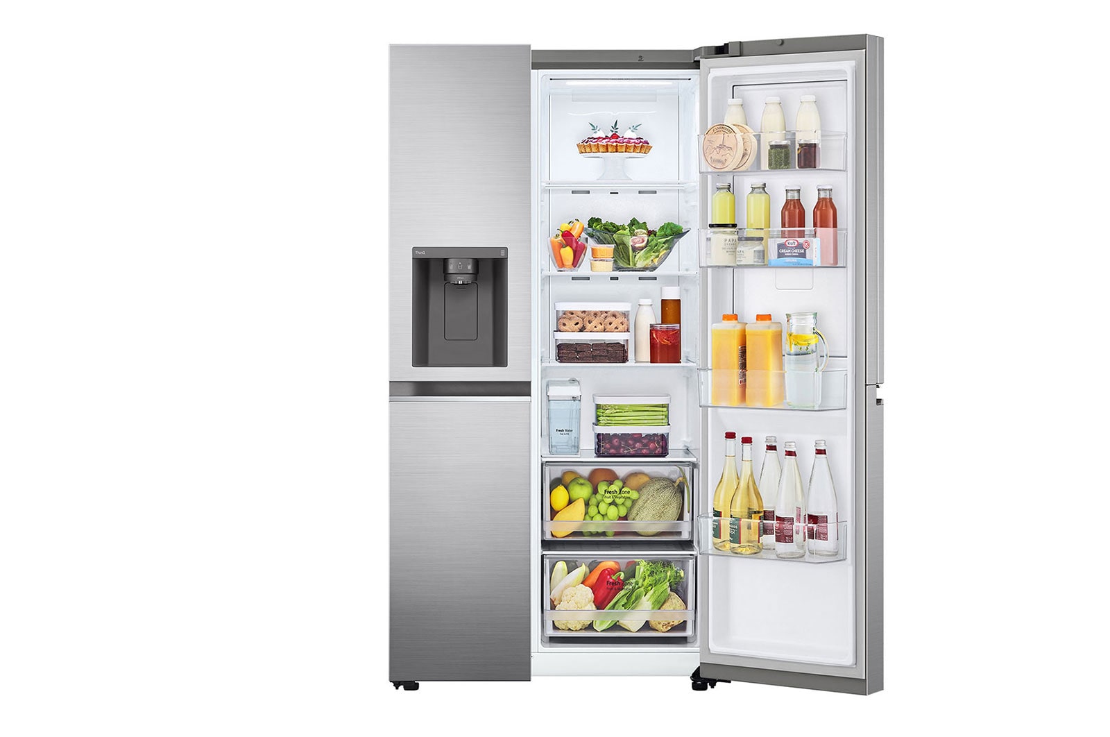 LG 617L Door-in-Door Non Plumbed Side by Side Fridge with Uvnano™ Water Dispenser in Stainless Finish, GC-J257SLRS