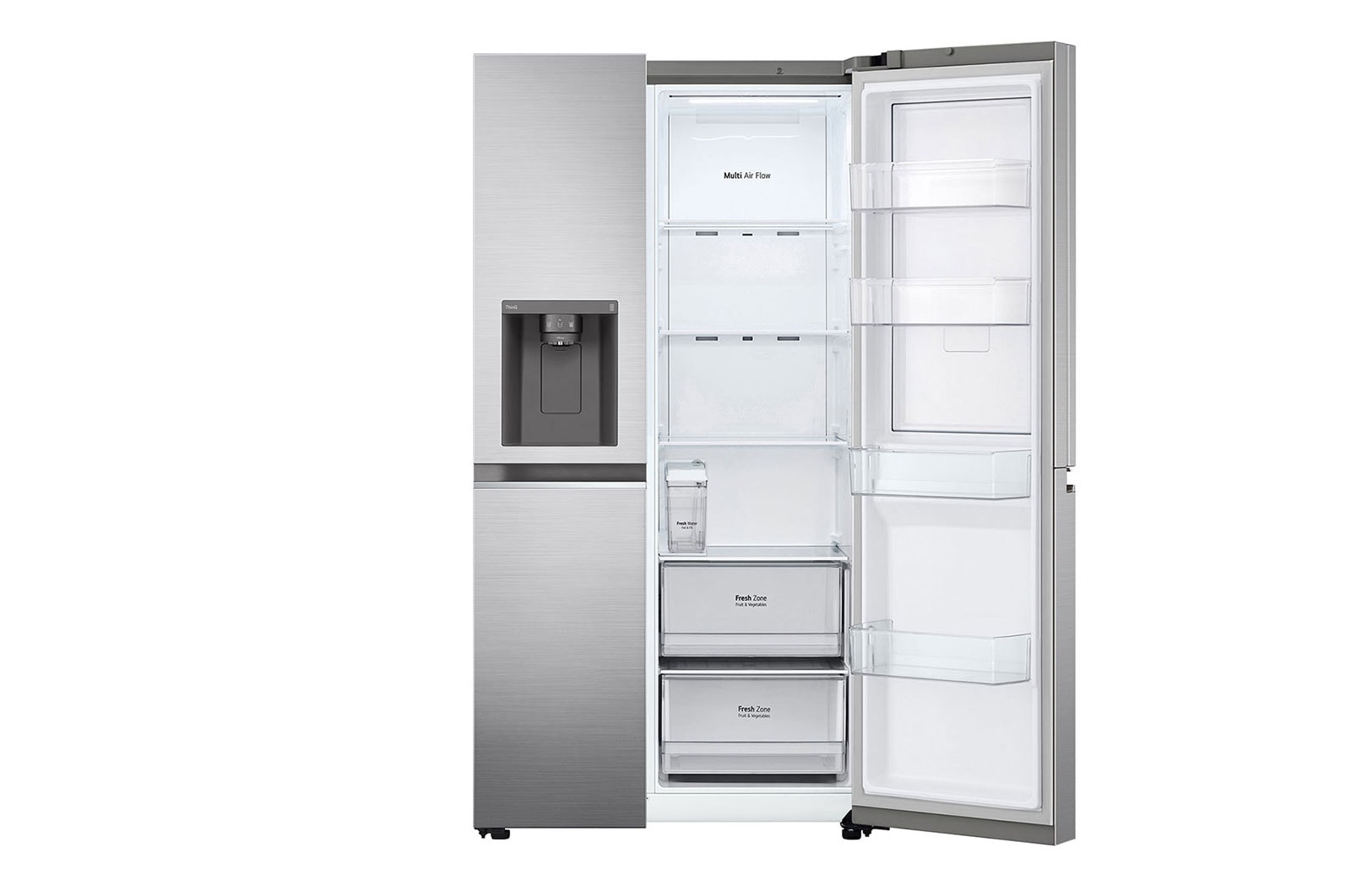 LG 617L Door-in-Door Non Plumbed Side by Side Fridge with Uvnano™ Water Dispenser in Stainless Finish, GC-J257SLRS