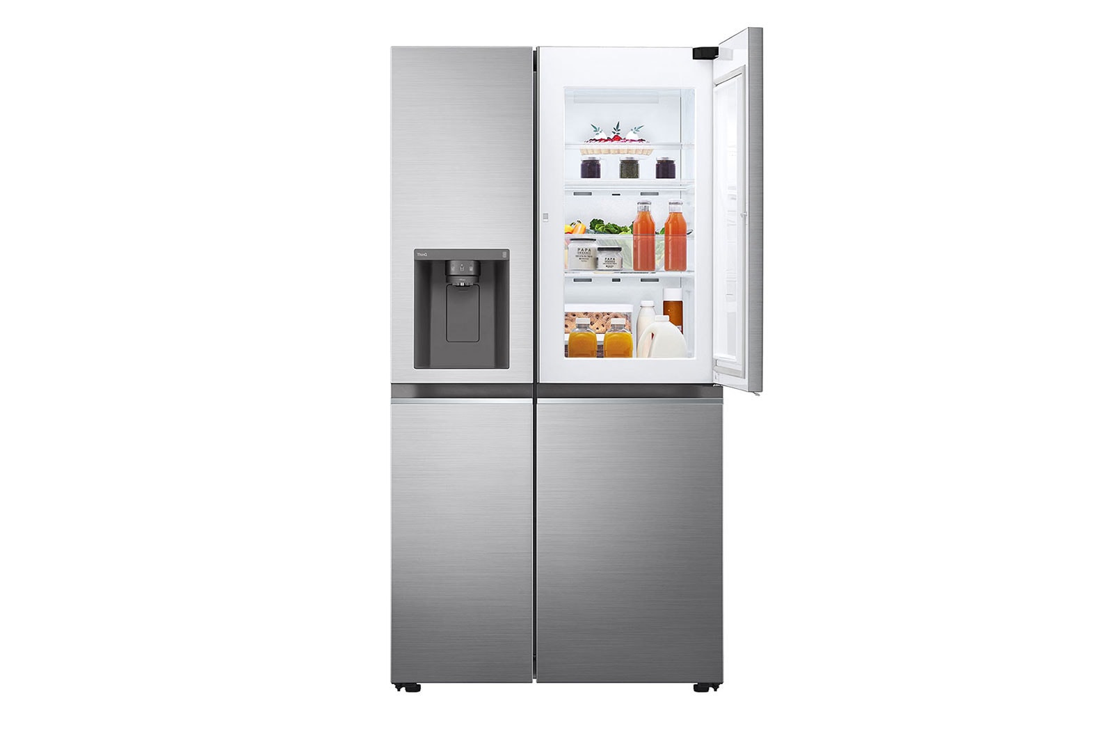 LG 617L Door-in-Door Non Plumbed Side by Side Fridge with Uvnano™ Water Dispenser in Stainless Finish, GC-J257SLRS