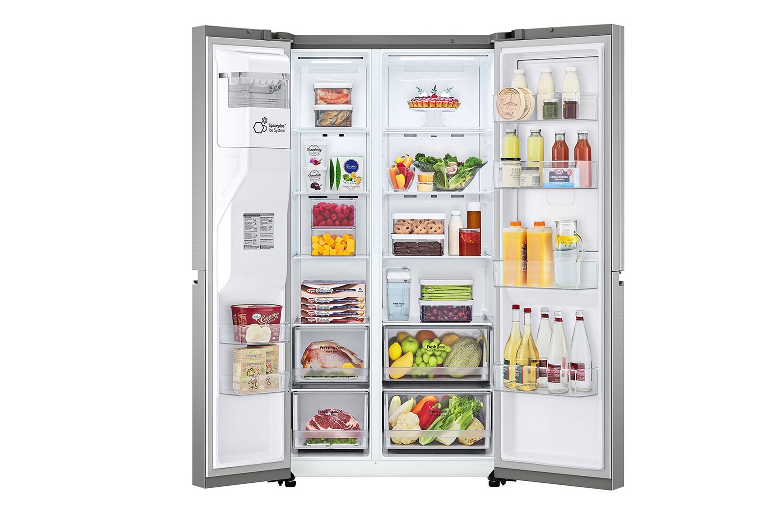 LG 617L Door-in-Door Non Plumbed Side by Side Fridge with Uvnano™ Water Dispenser in Stainless Finish, GC-J257SLRS