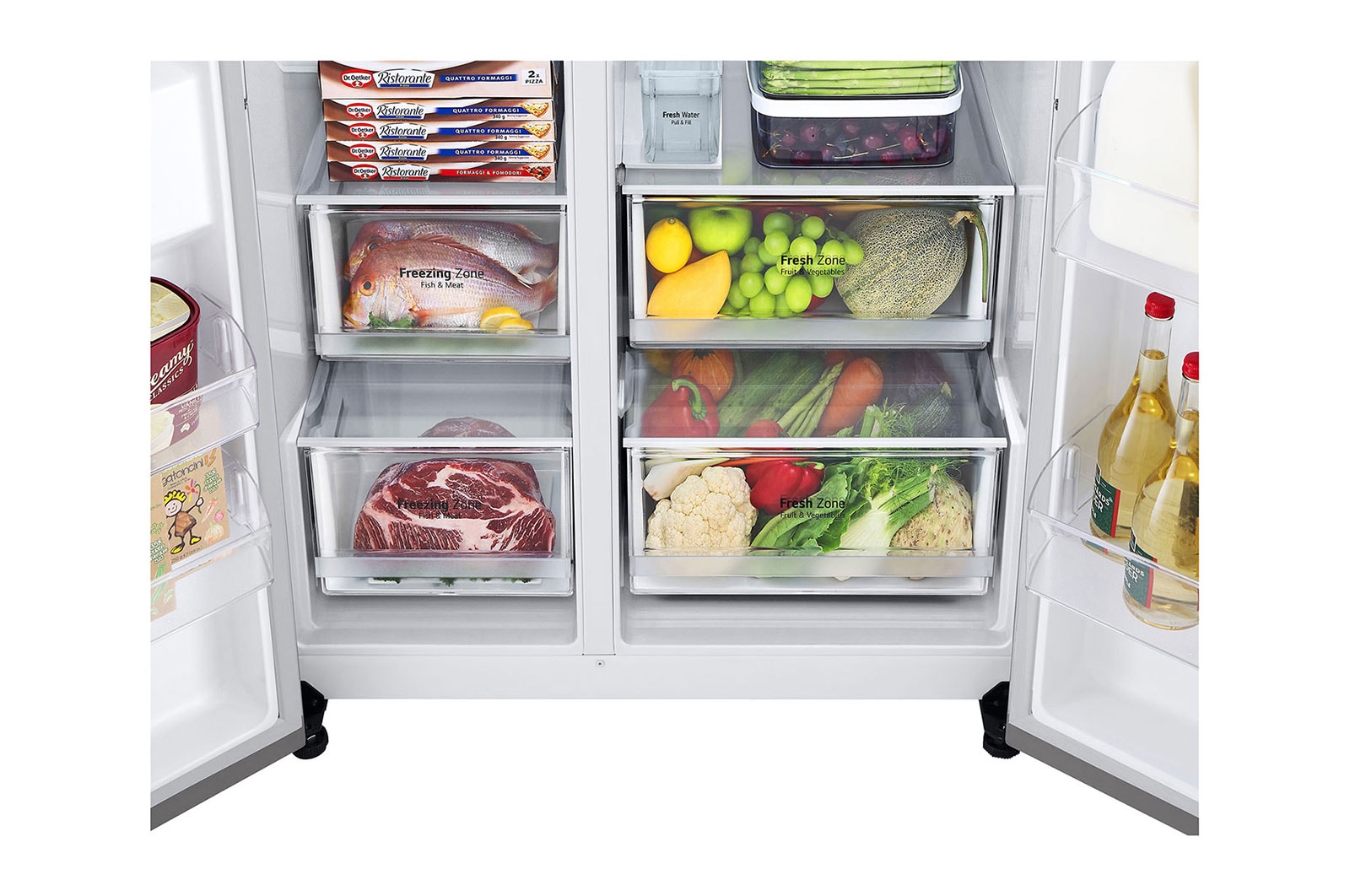 LG 617L Door-in-Door Non Plumbed Side by Side Fridge with Uvnano™ Water Dispenser in Stainless Finish, GC-J257SLRS