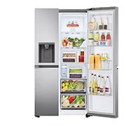 LG 617L Door-in-Door Non Plumbed Side by Side Fridge with Uvnano™ Water Dispenser in Stainless Finish, GC-J257SLRS