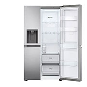 LG 617L Door-in-Door Non Plumbed Side by Side Fridge with Uvnano™ Water Dispenser in Stainless Finish, GC-J257SLRS