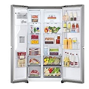 LG 617L Door-in-Door Non Plumbed Side by Side Fridge with Uvnano™ Water Dispenser in Stainless Finish, GC-J257SLRS