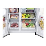 LG 617L Door-in-Door Non Plumbed Side by Side Fridge with Uvnano™ Water Dispenser in Stainless Finish, GC-J257SLRS