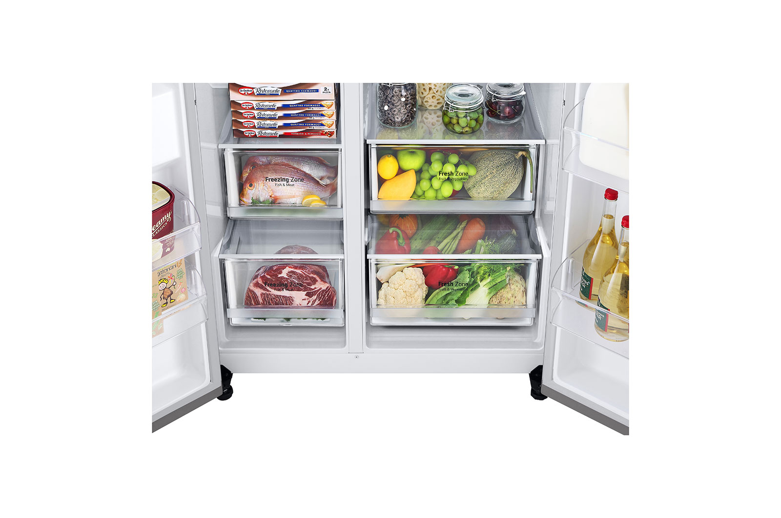 LG 611L Door-in-Door Side by Side Fridge with Uvnano™ Ice & Water Dispenser in Stainless Finish, GC-J257SLSS