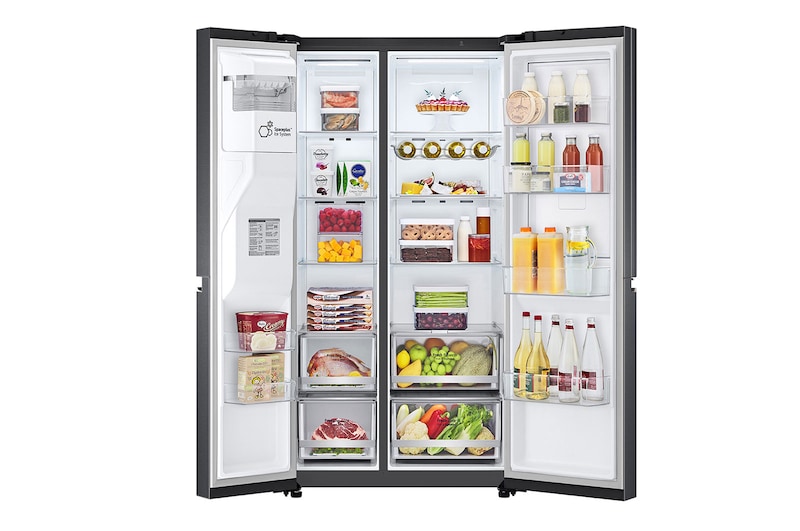 LG 611L Side by Side Fridge with Uvnano™ Water Dispenser in Black Finish, GC-J257SQKS