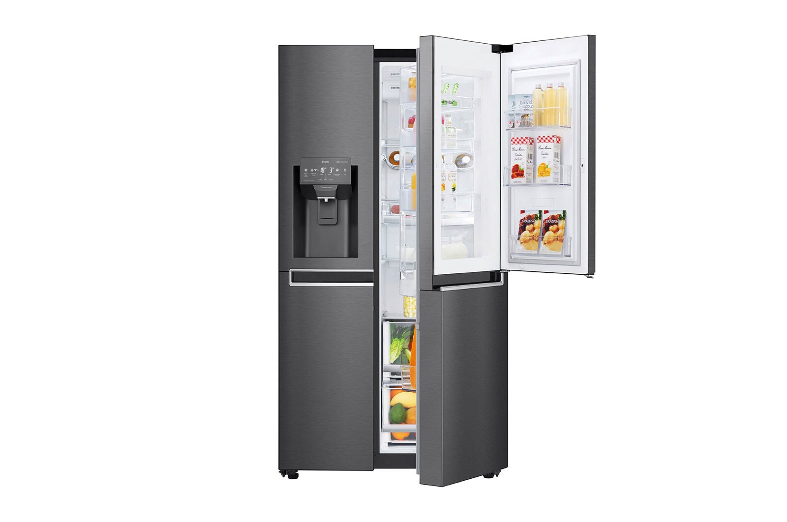 LG 761L Black Stainless Steel Side by Side Fridge, Door-in-Door™, GC-J297CQAL