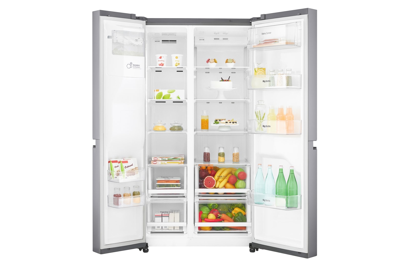 LG 601L Platinum Silver Side by Side Refrigerator, Mega Capacity, GC-L247SLUV