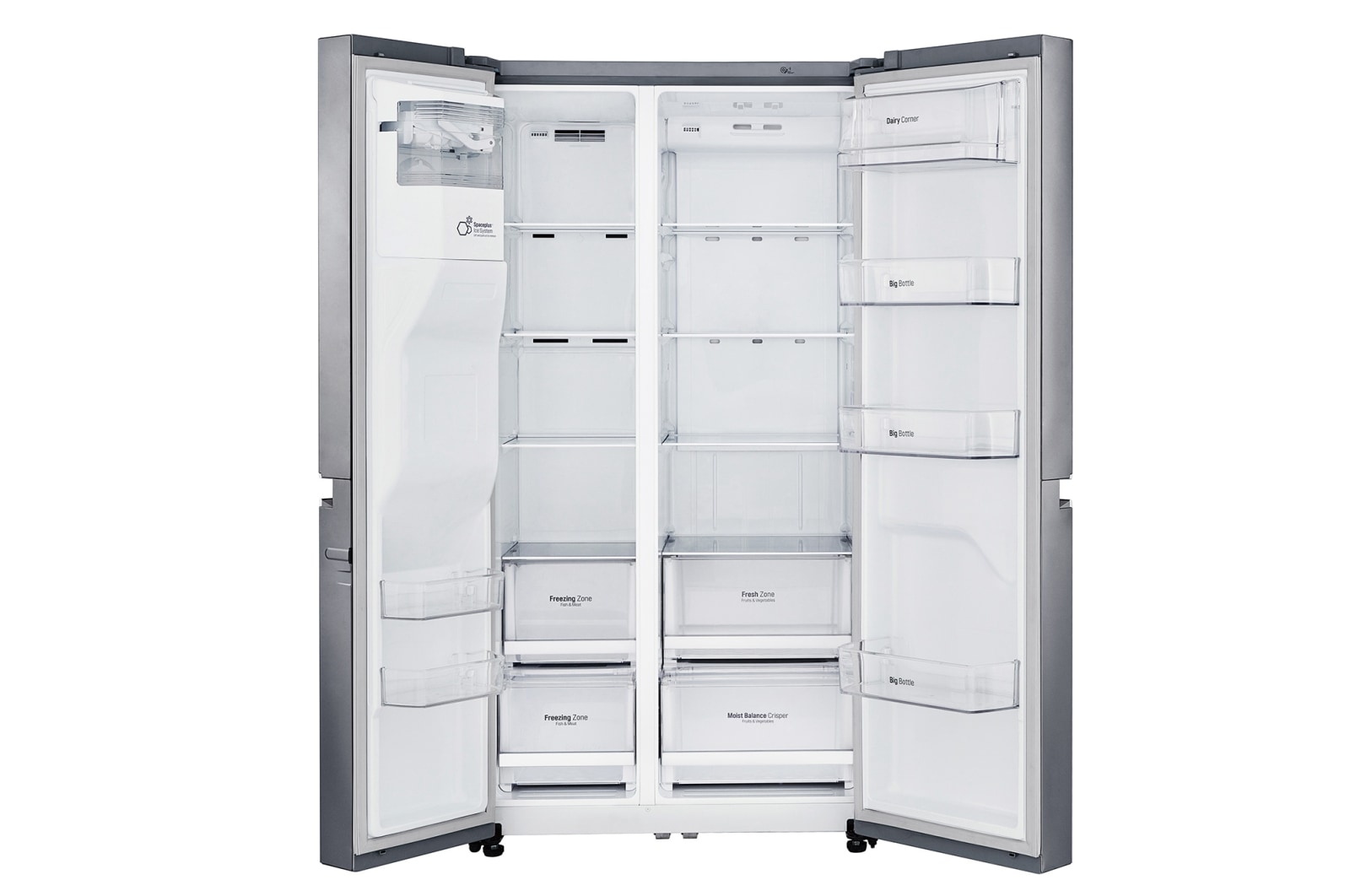 LG 601L Platinum Silver Side by Side Refrigerator, Mega Capacity, GC-L247SLUV