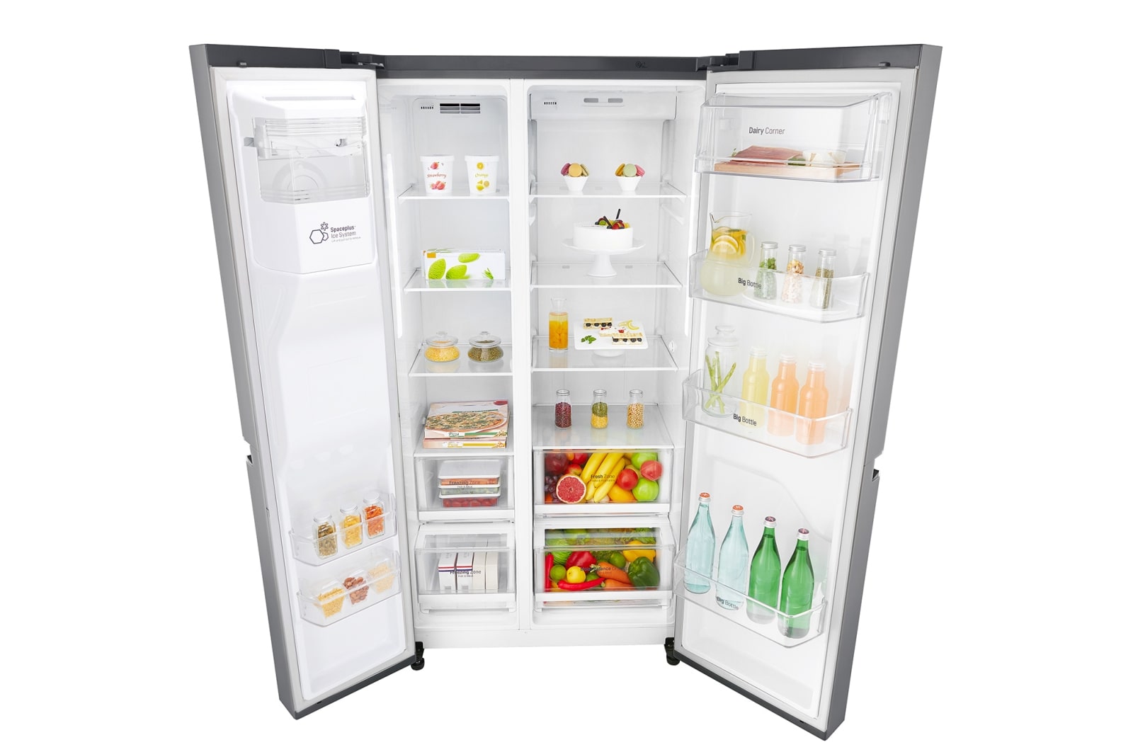 LG 601L Platinum Silver Side by Side Refrigerator, Mega Capacity, GC-L247SLUV